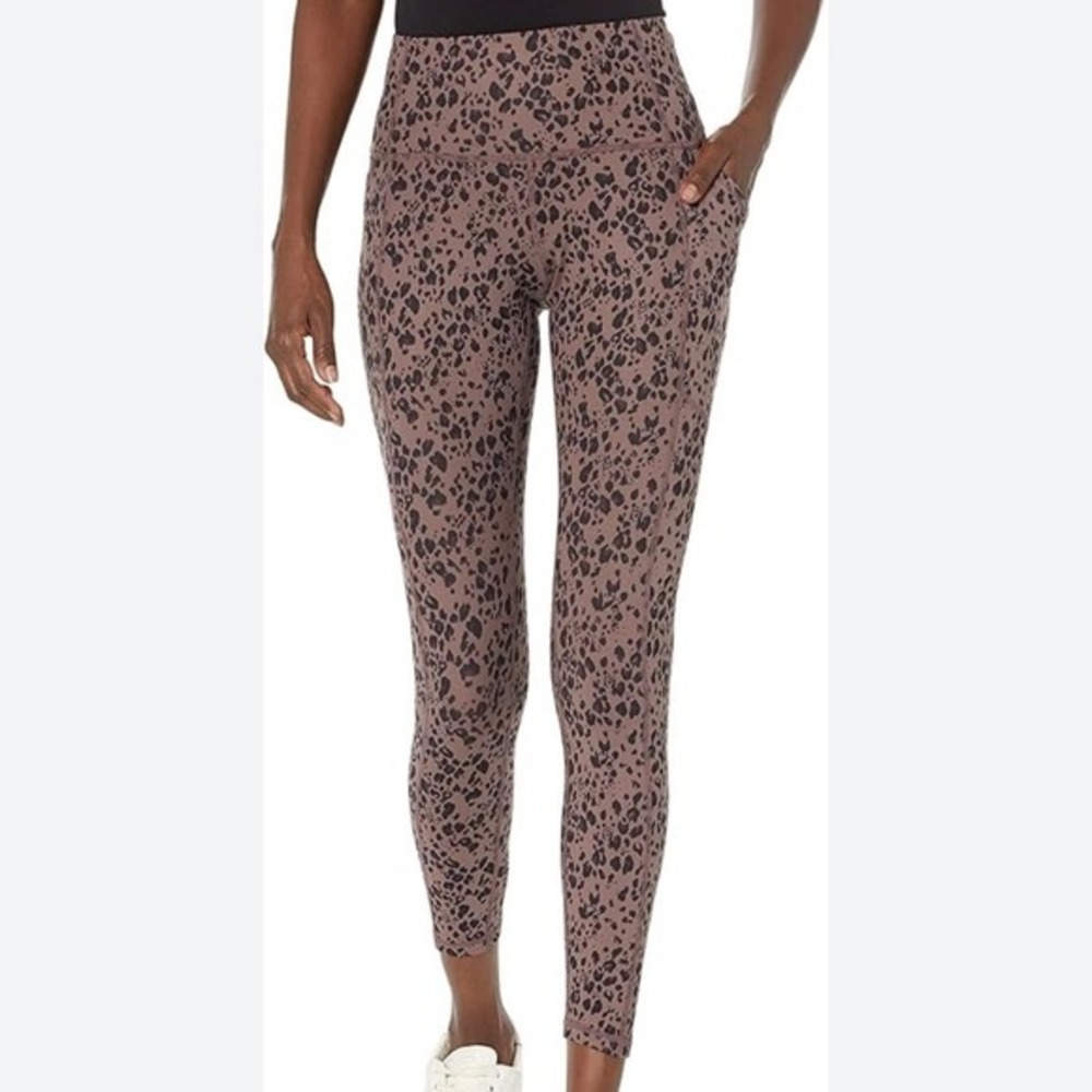 NEW Juicy Couture Sport Womens Mauve Leopard Print High Waisted Pocket Leggings